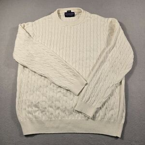 Roundtree & Yorke Men's Large Ivory Cream 100% Cotton Crewneck Sweater